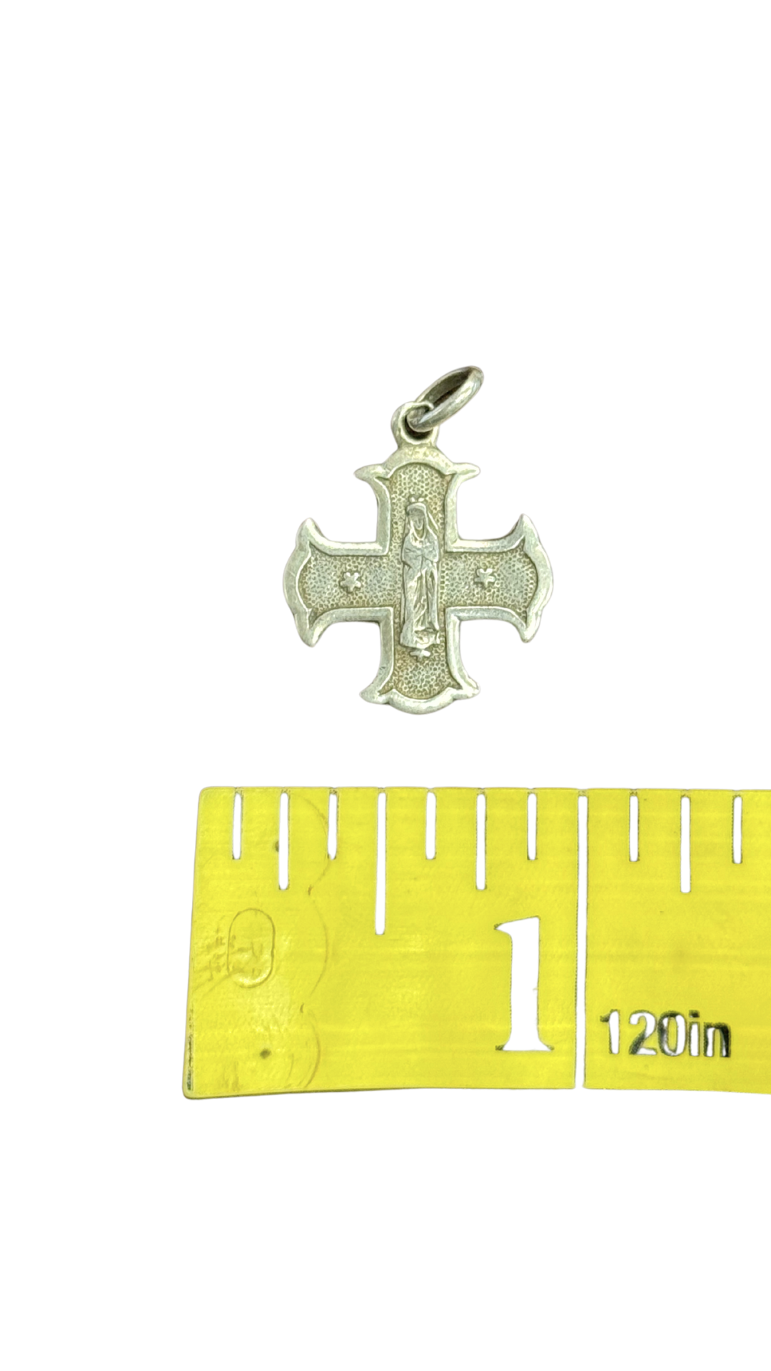 Sterling Silver Cross Medal Our Lady Devotional Pendant