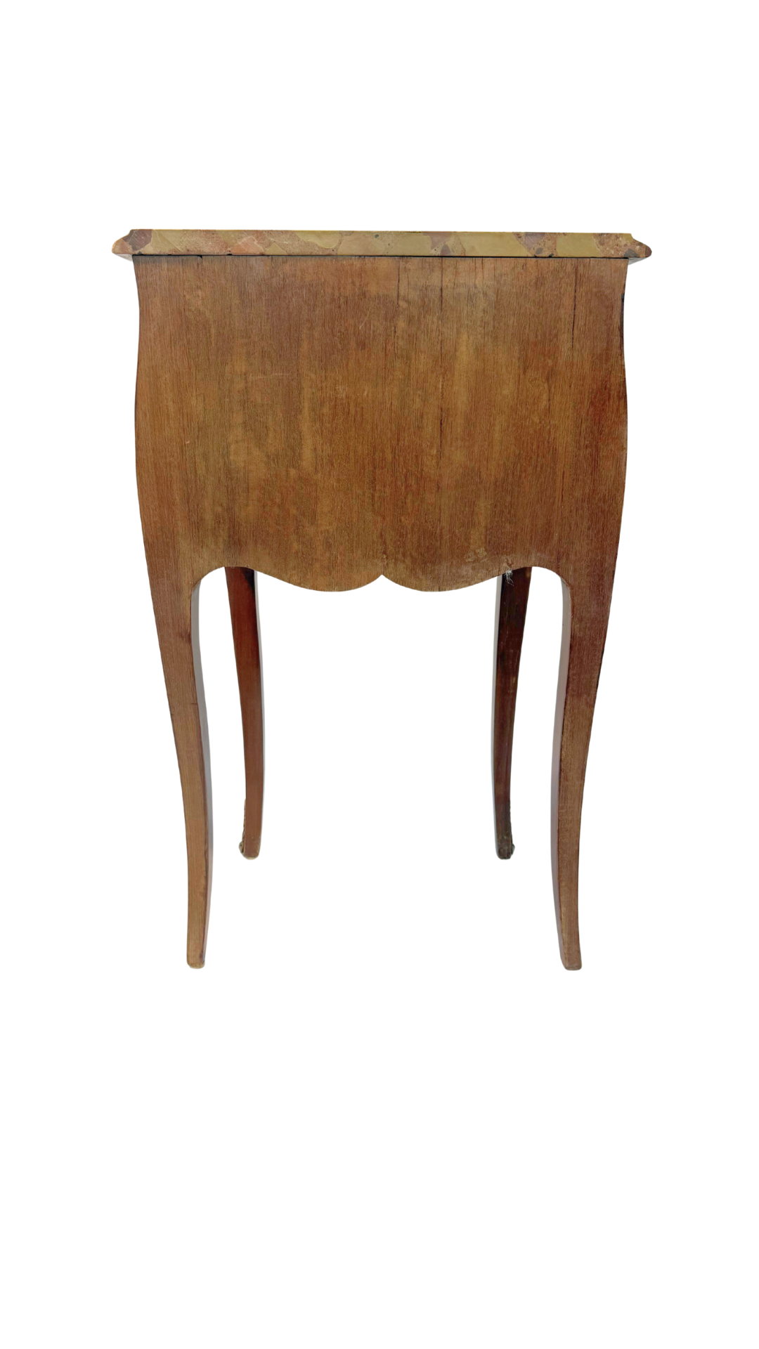 French Louis XV Style Parquetry Side Table with Breccia Marble Top