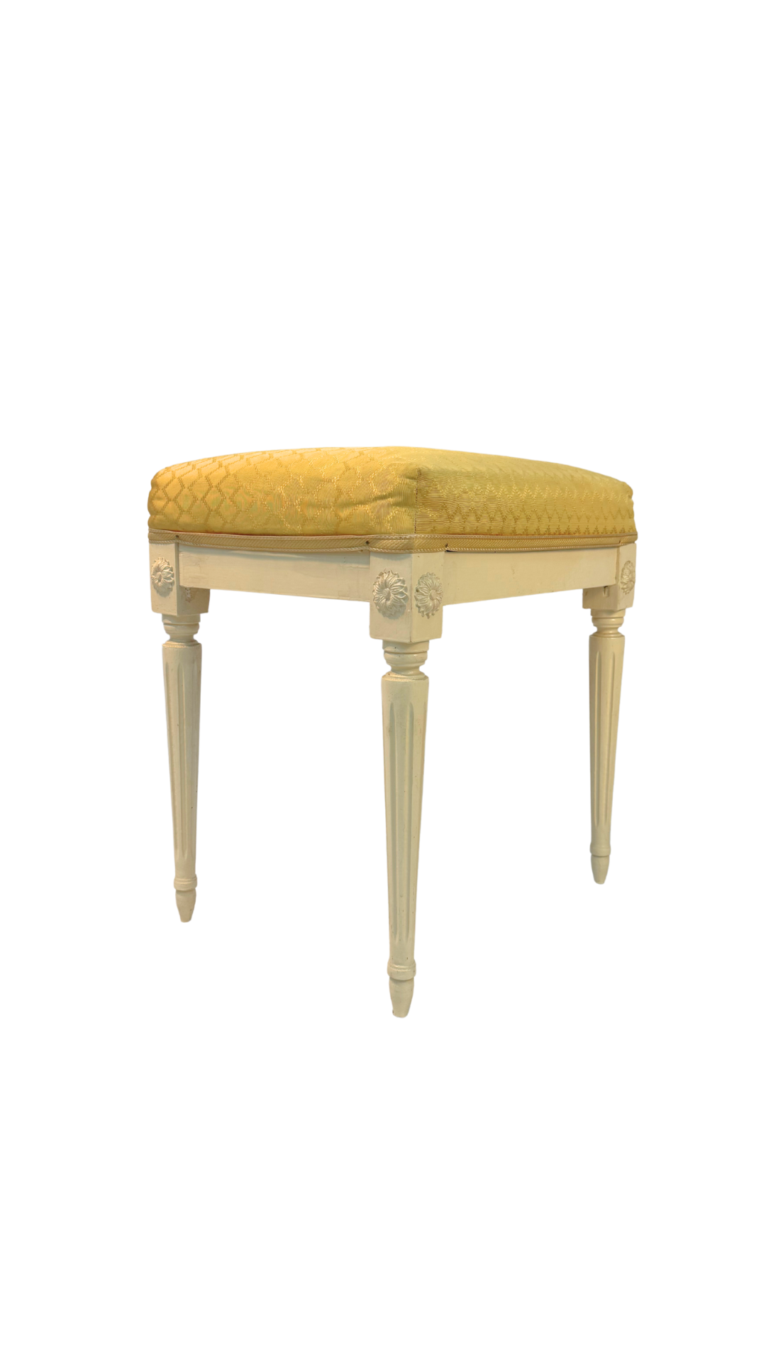French Louis XVI Style Painted Bench with Upholstered Seat