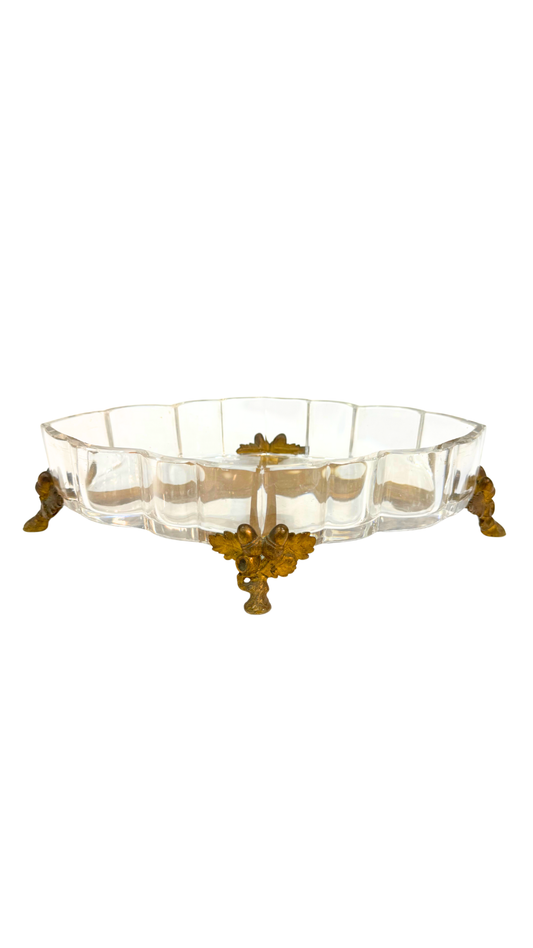 Stamped Baccarat Crystal & Ormolu Footed Dish