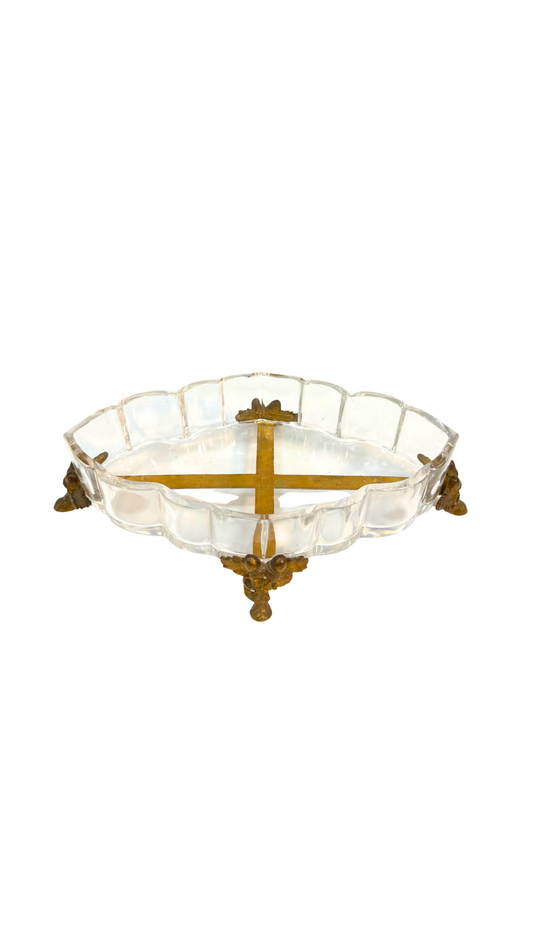 Stamped Baccarat Crystal & Ormolu Footed Dish