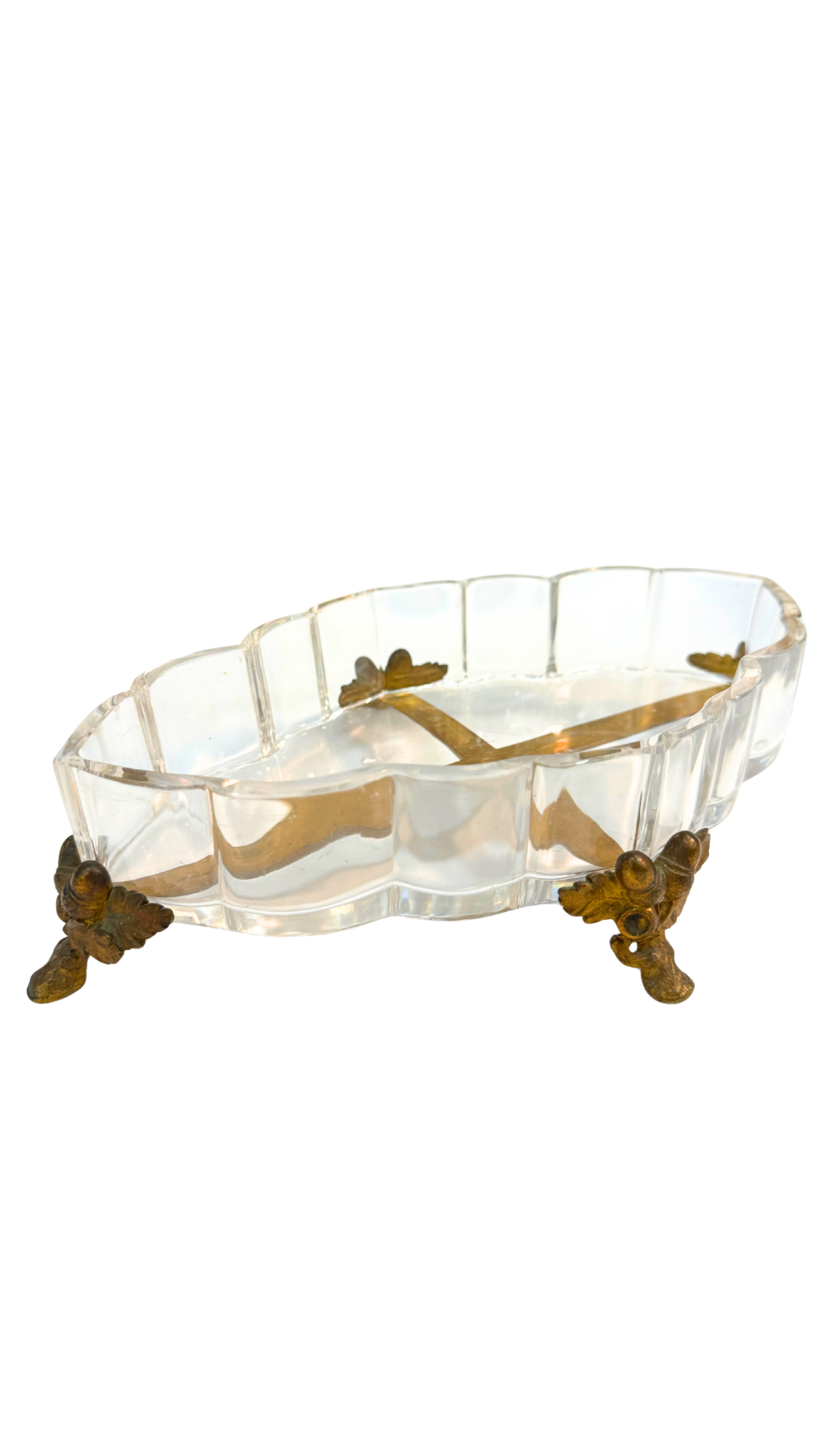 Stamped Baccarat Crystal & Ormolu Footed Dish