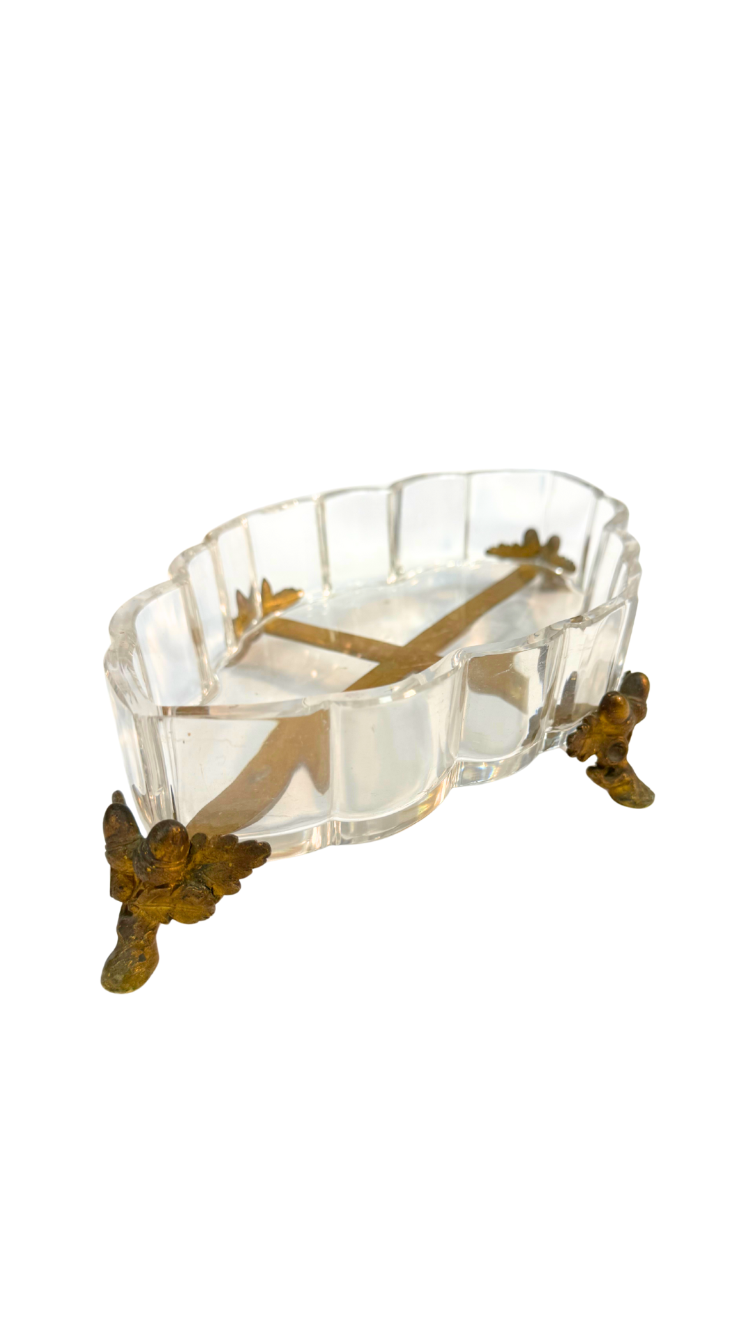 Stamped Baccarat Crystal & Ormolu Footed Dish