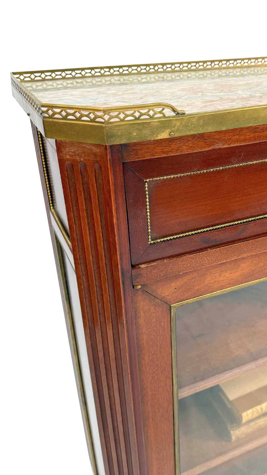 Louis XVI–Style Mahogany Console Cabinet with Marble Top