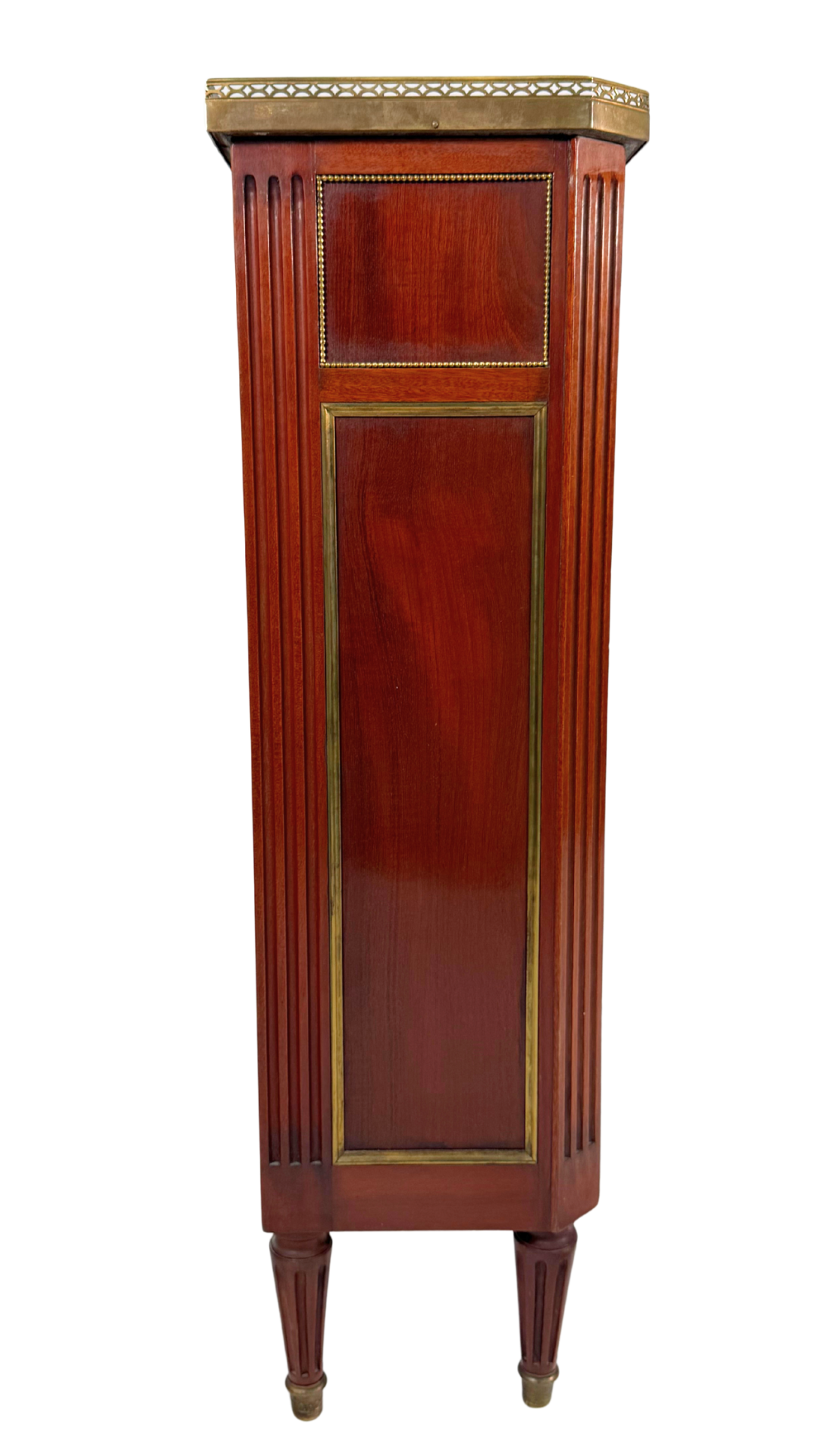 Louis XVI–Style Mahogany Console Cabinet with Marble Top