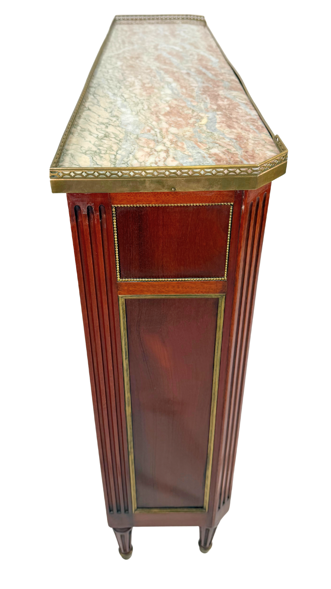 Louis XVI–Style Mahogany Console Cabinet with Marble Top
