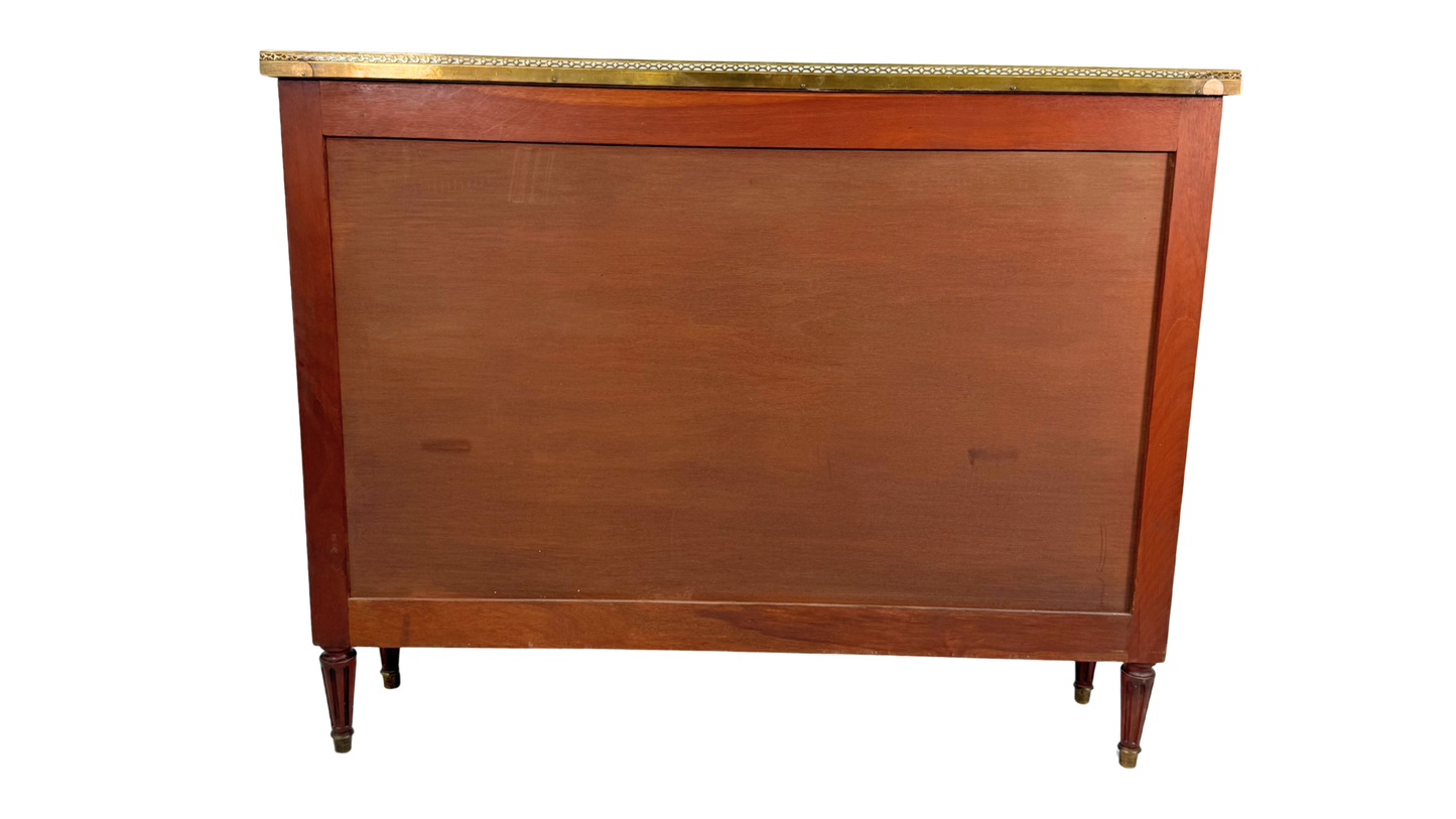 Louis XVI–Style Mahogany Console Cabinet with Marble Top