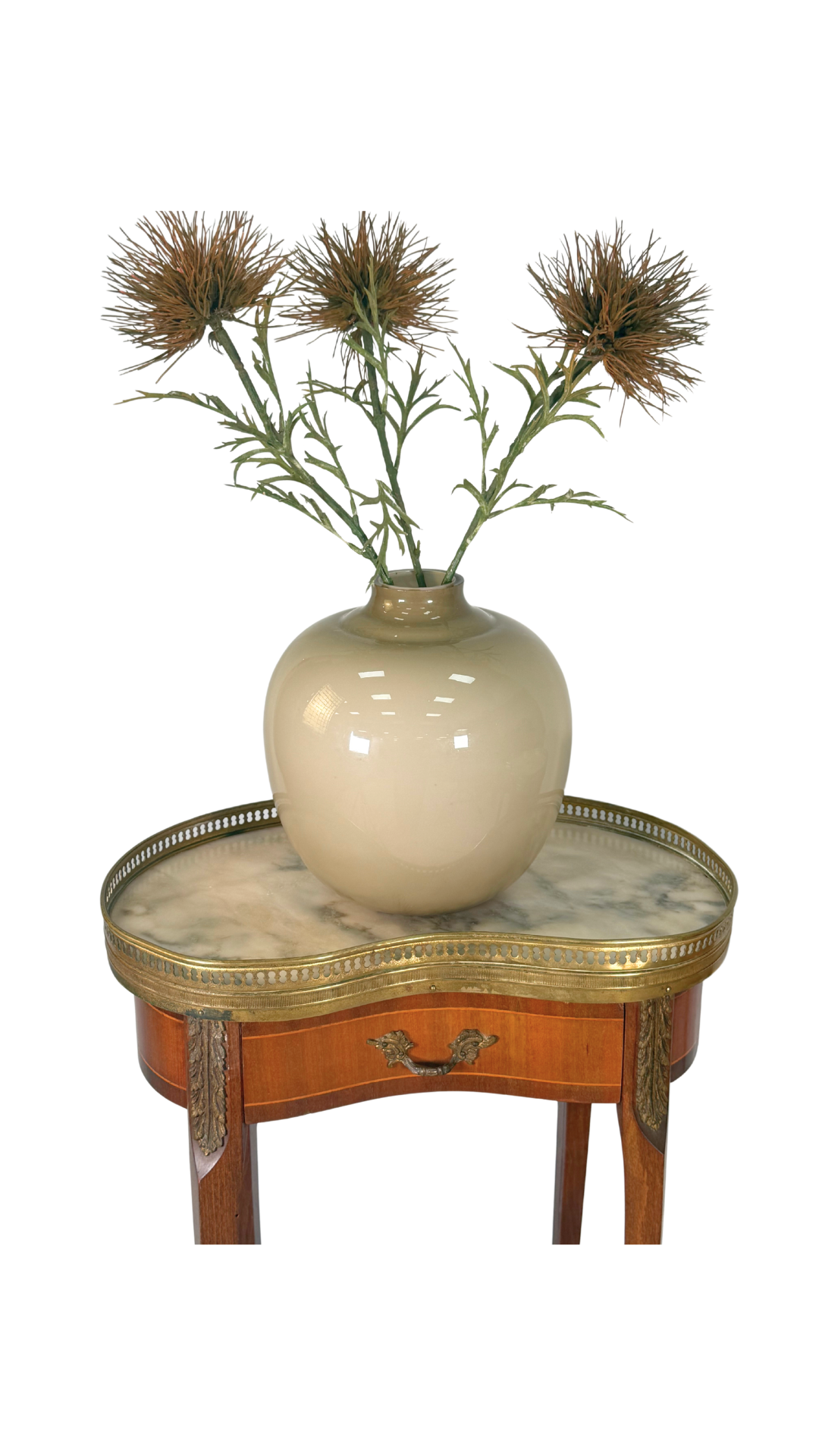 Pair of French Kidney-Shaped Marble Top Tables