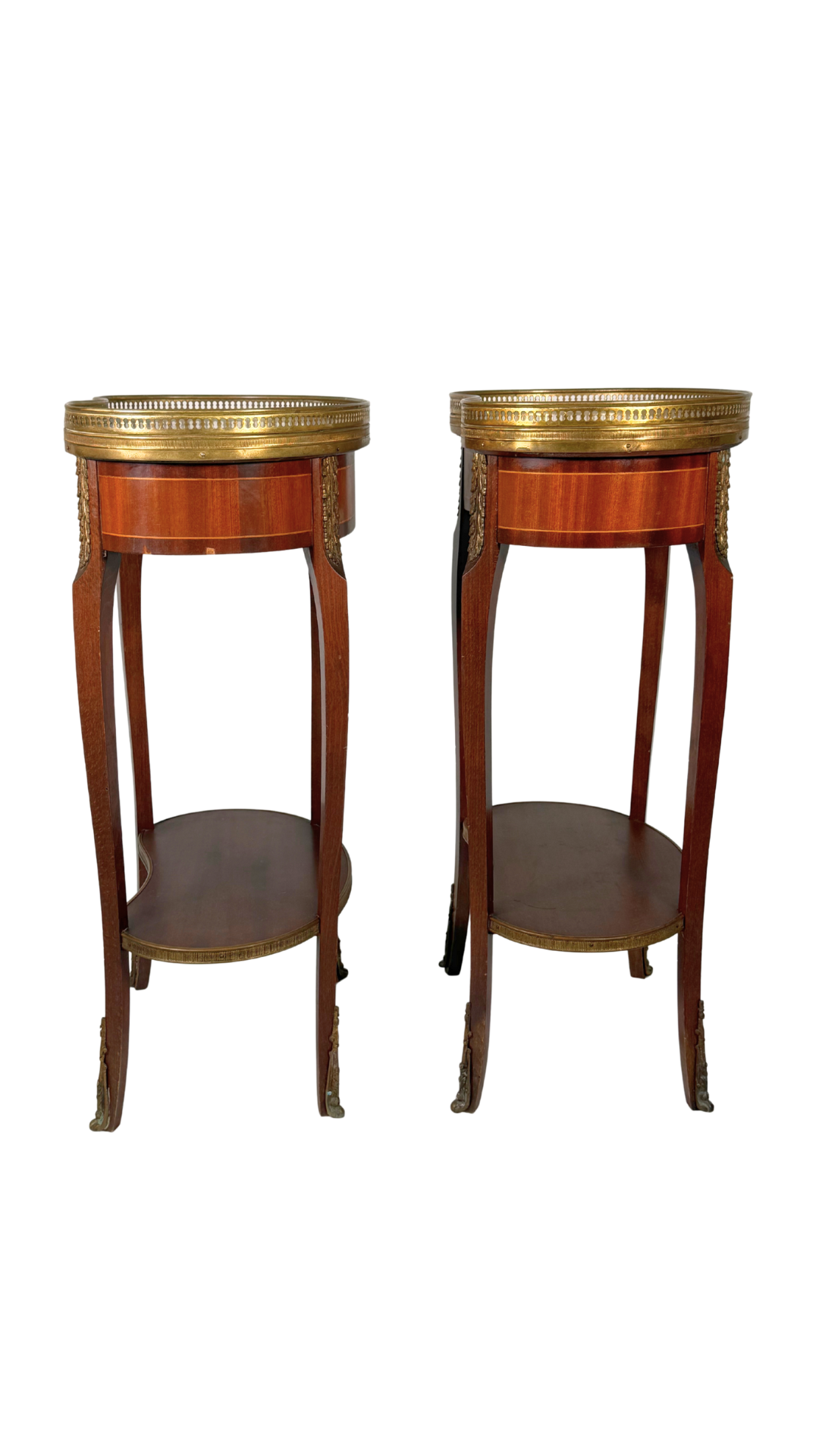 Pair of French Kidney-Shaped Marble Top Tables
