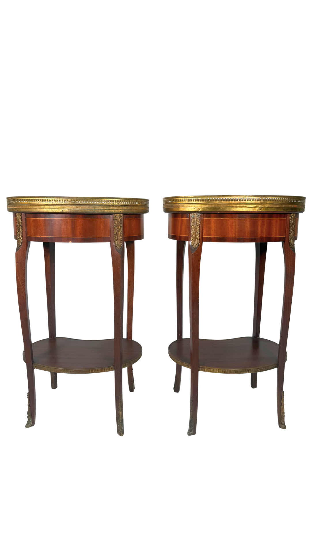 Pair of French Kidney-Shaped Marble Top Tables