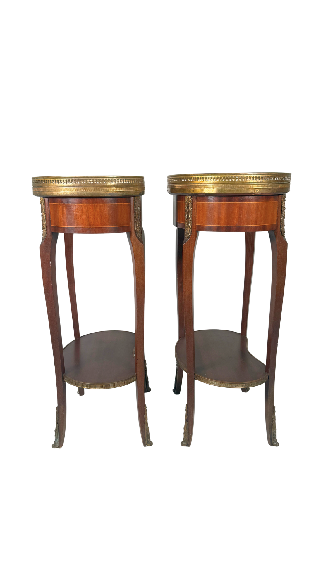 Pair of French Kidney-Shaped Marble Top Tables