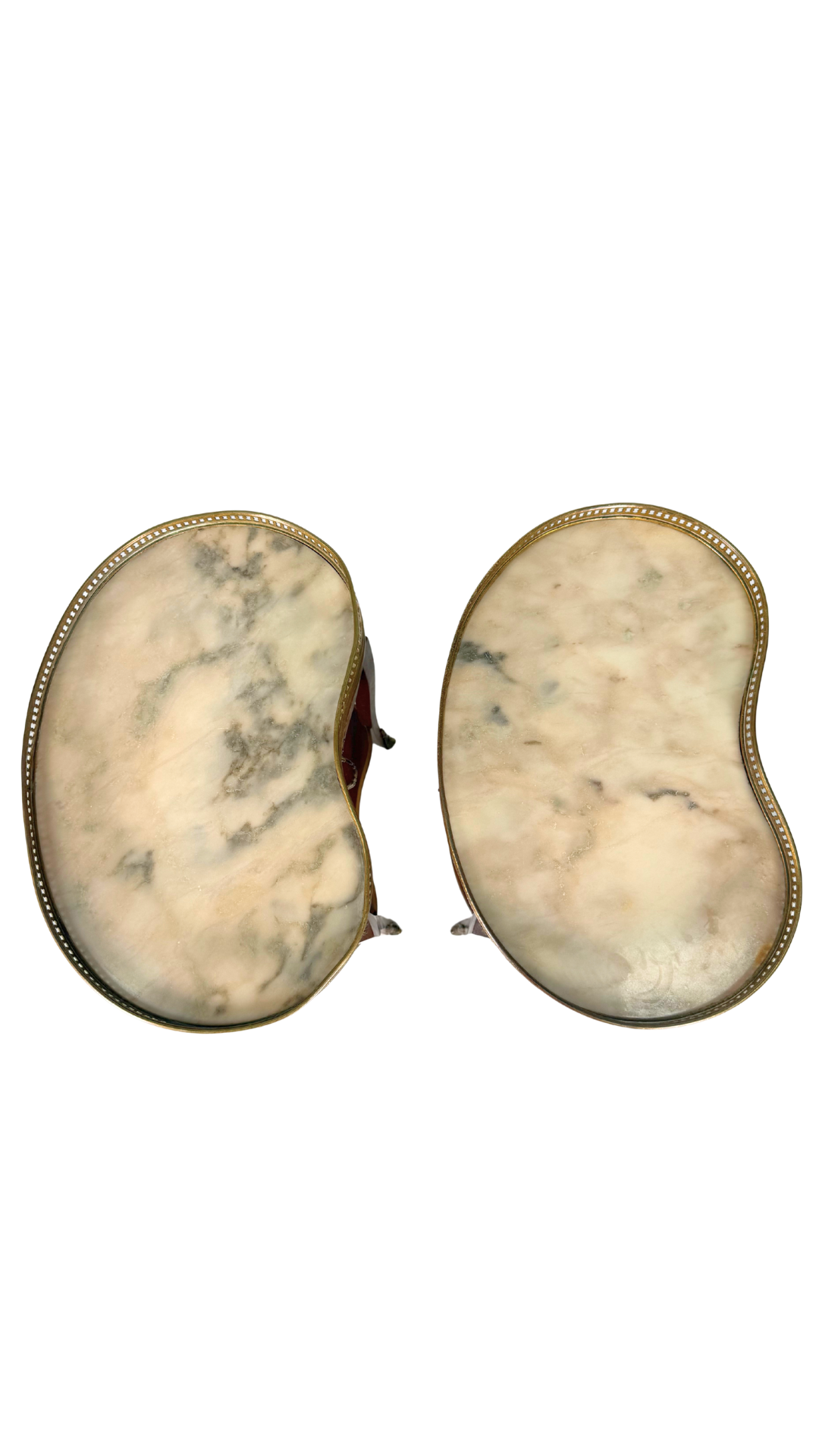 Pair of French Kidney-Shaped Marble Top Tables