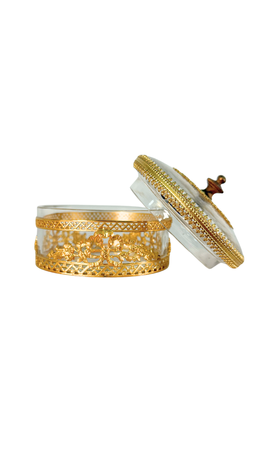 Gilt Bronze and Cut Crystal Lidded Box