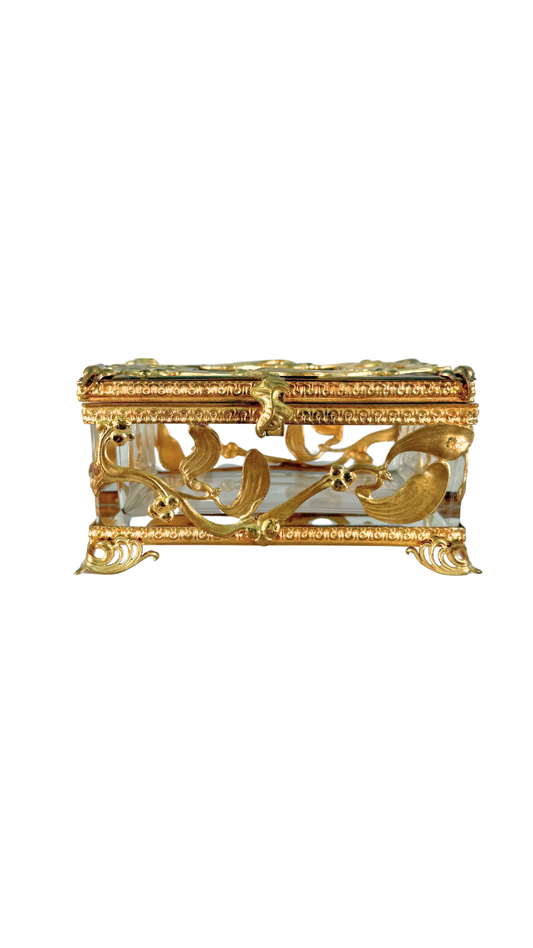 Antique French Ormolu and Glass Jewelry Casket