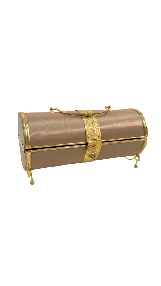 French Gilt Bronze & Silk Sewing Etui, 19th Century