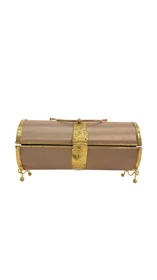 French Gilt Bronze & Silk Sewing Etui, 19th Century