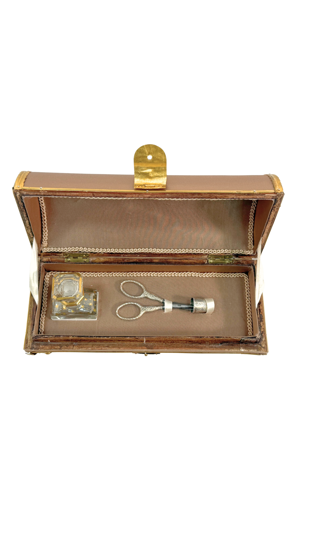 French Gilt Bronze & Silk Sewing Etui, 19th Century