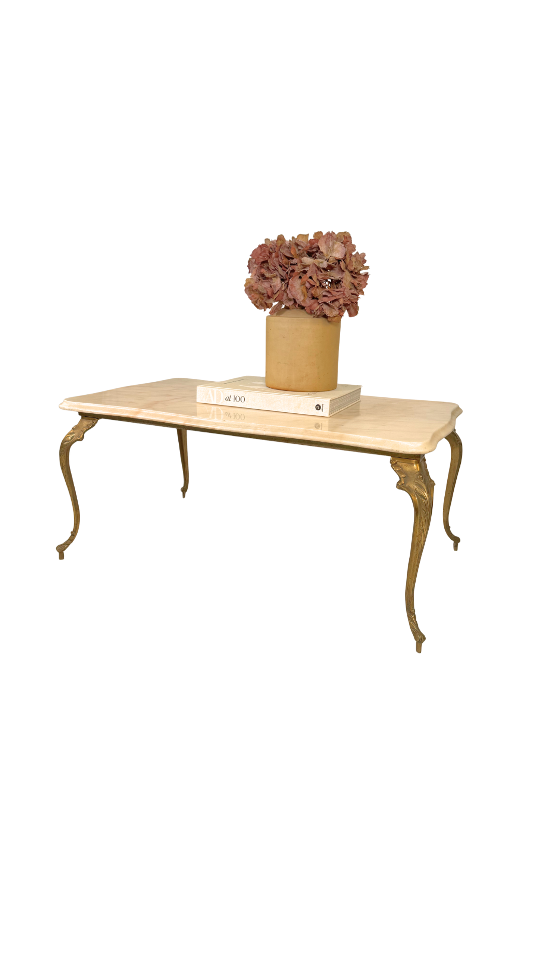 Mid-Century French Brass & Marble Coffee Table
