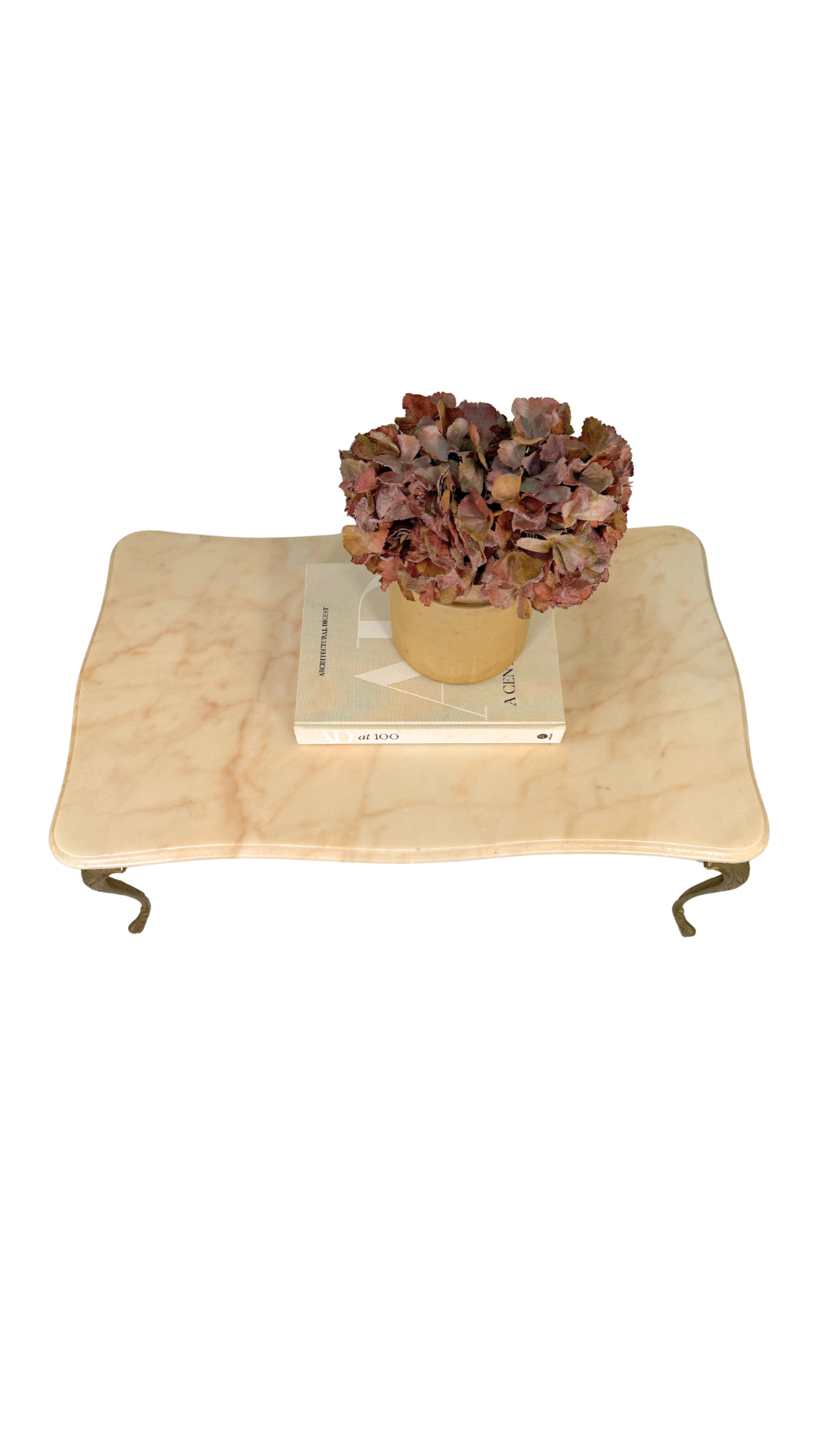 Mid-Century French Brass & Marble Coffee Table
