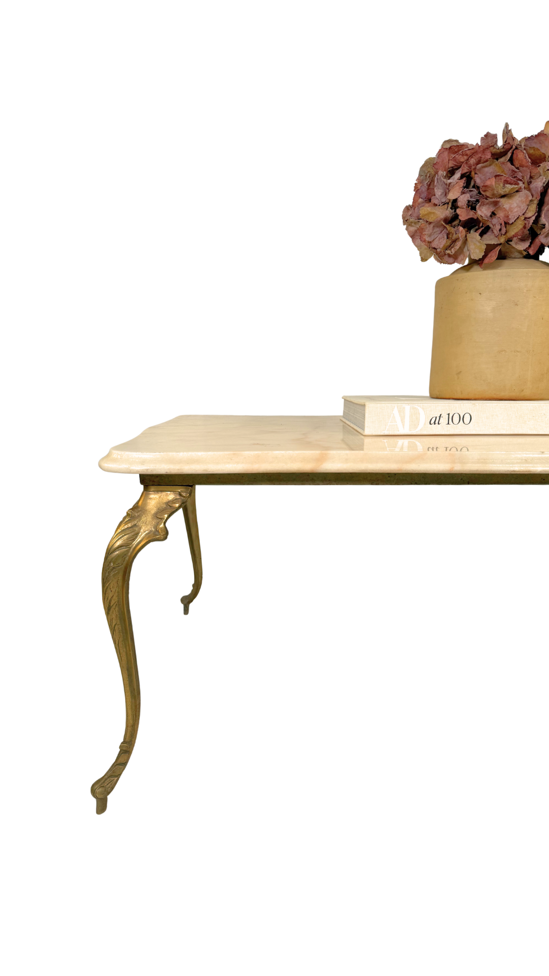 Mid-Century French Brass & Marble Coffee Table