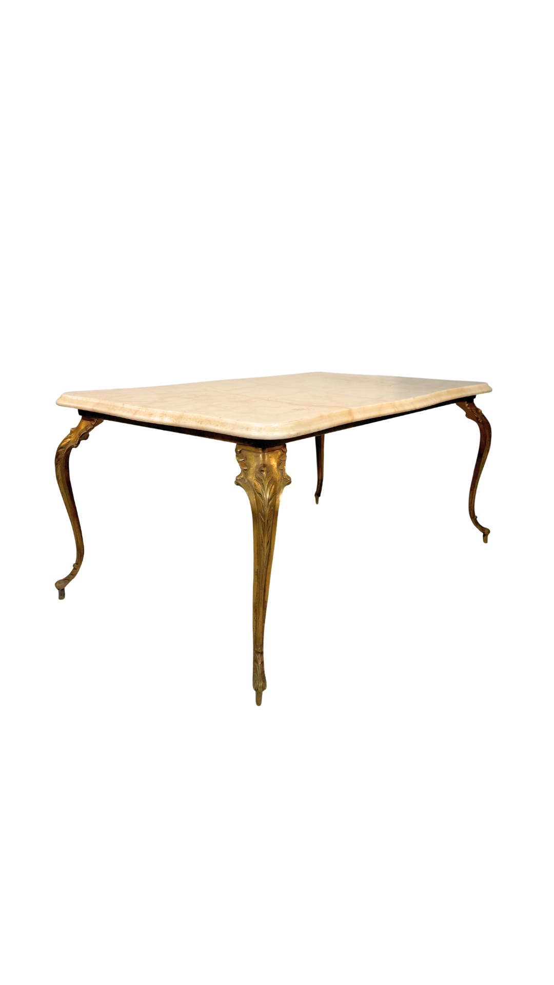 Mid-Century French Brass & Marble Coffee Table