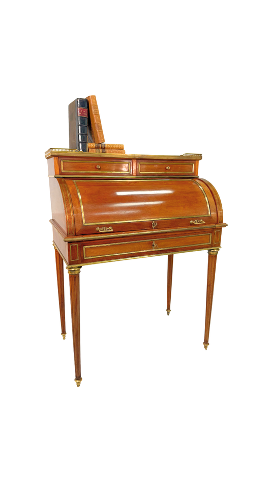 Louis XVI-Style Roll Top Desk with Marble Top