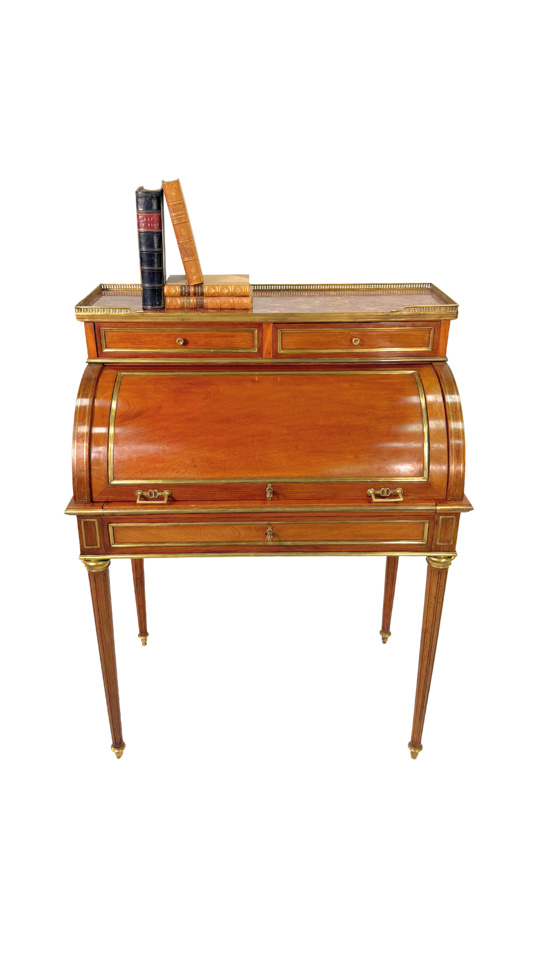 Louis XVI-Style Roll Top Desk with Marble Top
