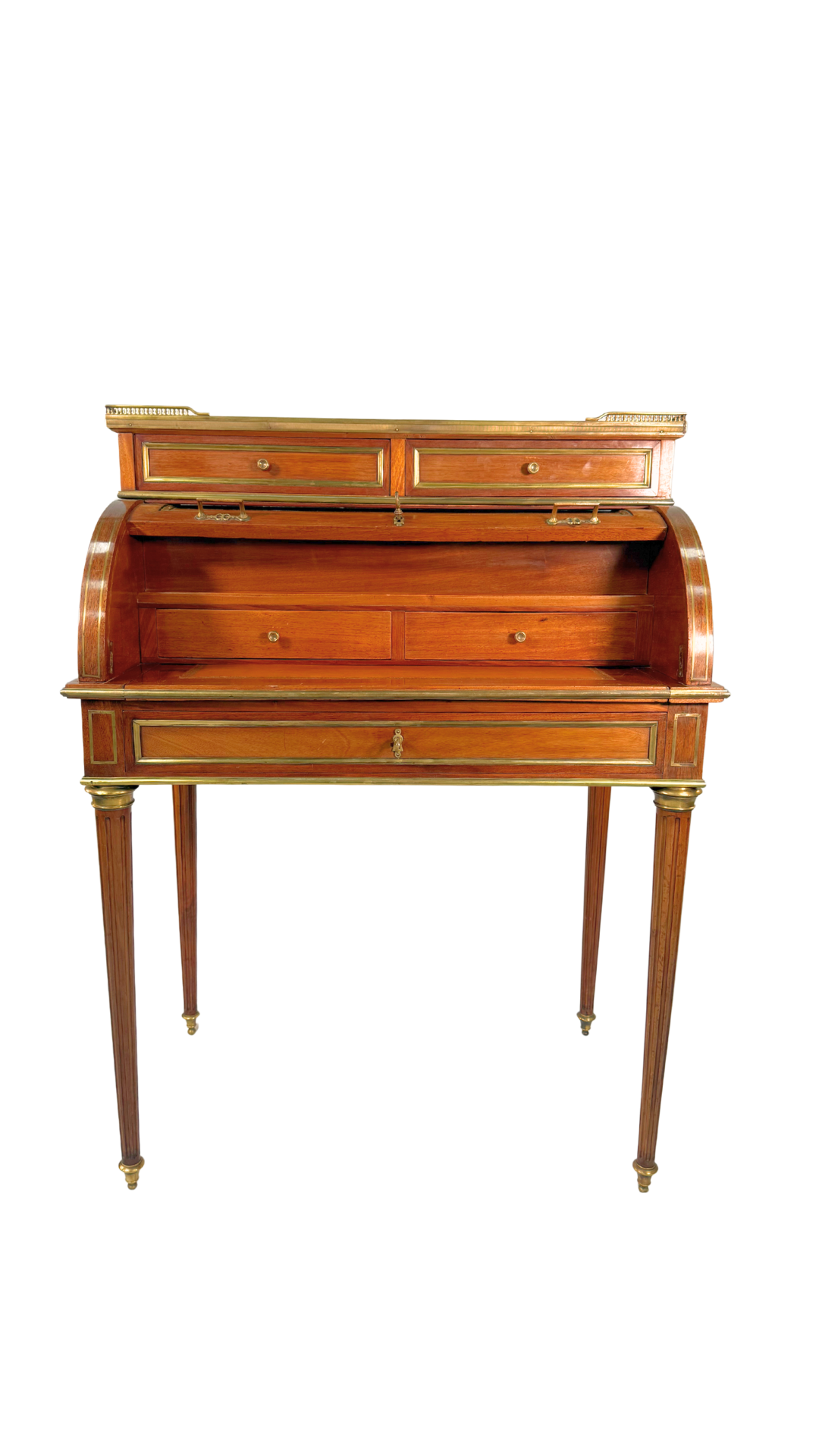 Louis XVI-Style Roll Top Desk with Marble Top