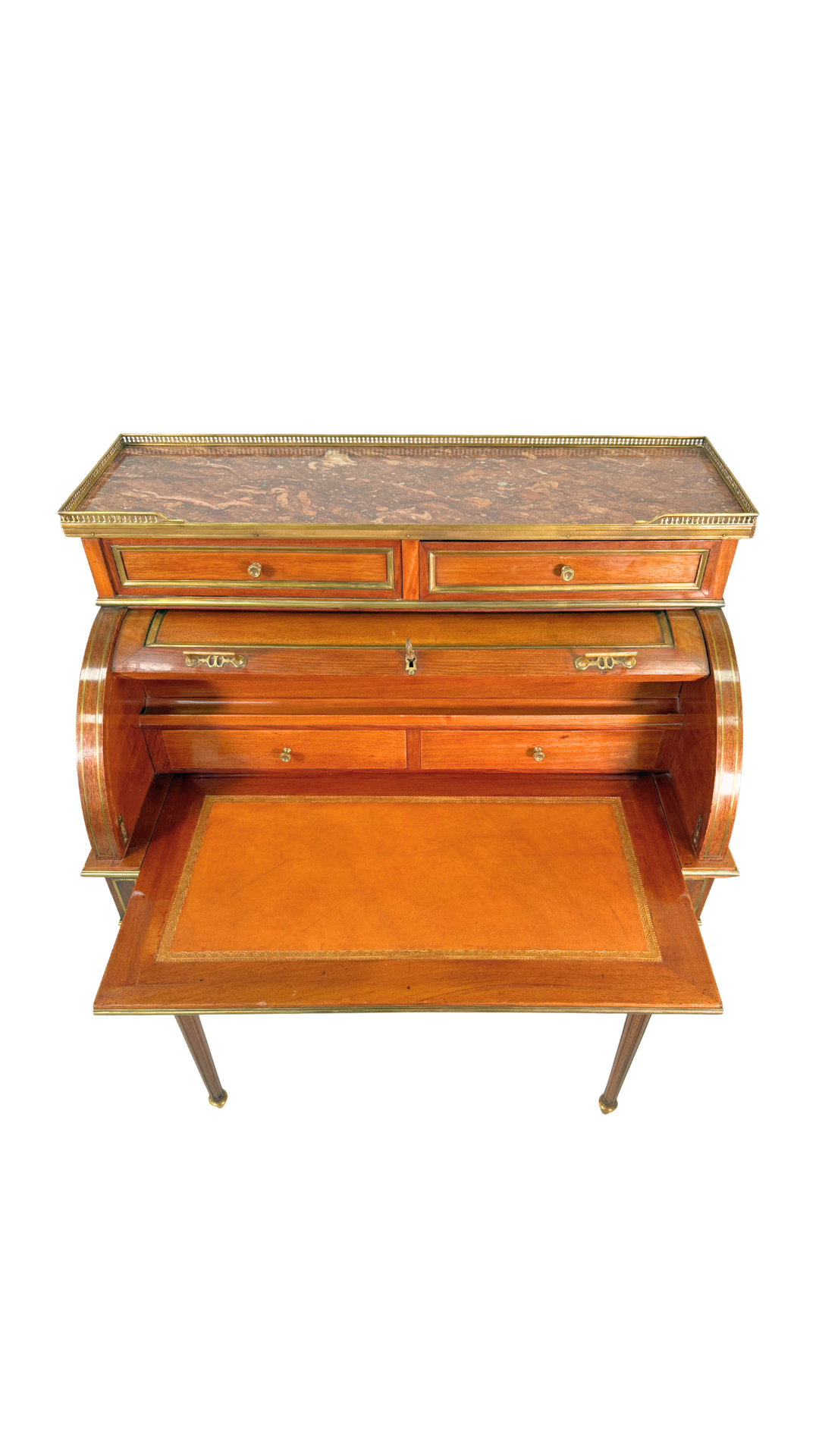 Louis XVI-Style Roll Top Desk with Marble Top