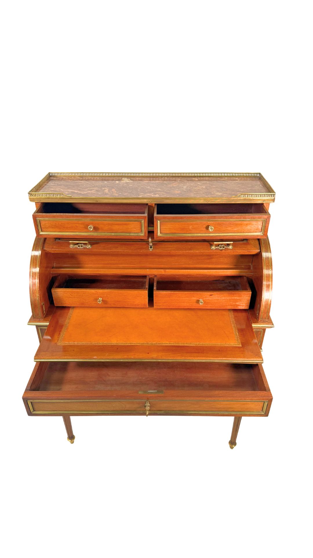 Louis XVI-Style Roll Top Desk with Marble Top