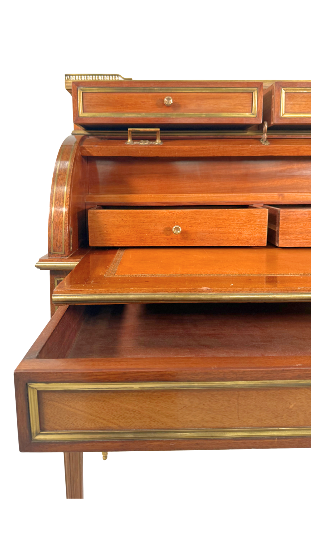 Louis XVI-Style Roll Top Desk with Marble Top