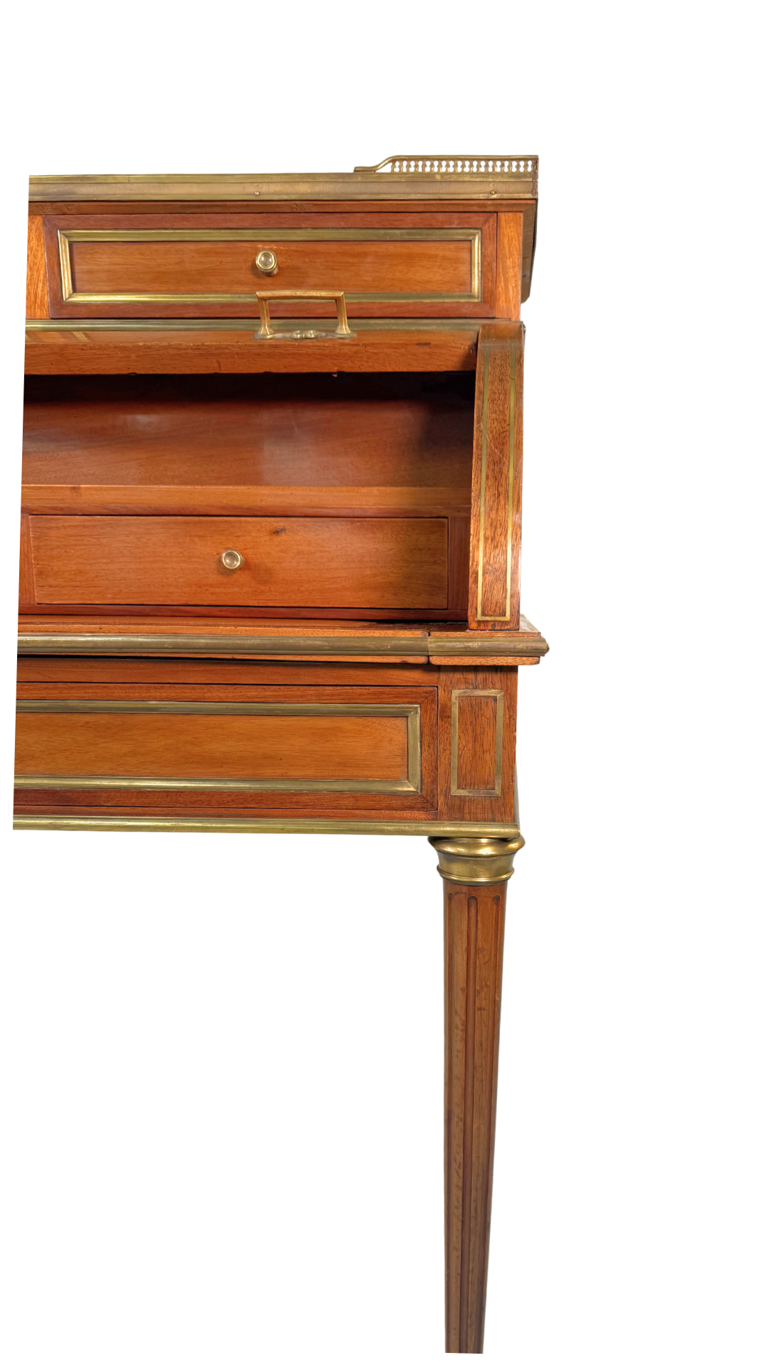 Louis XVI-Style Roll Top Desk with Marble Top