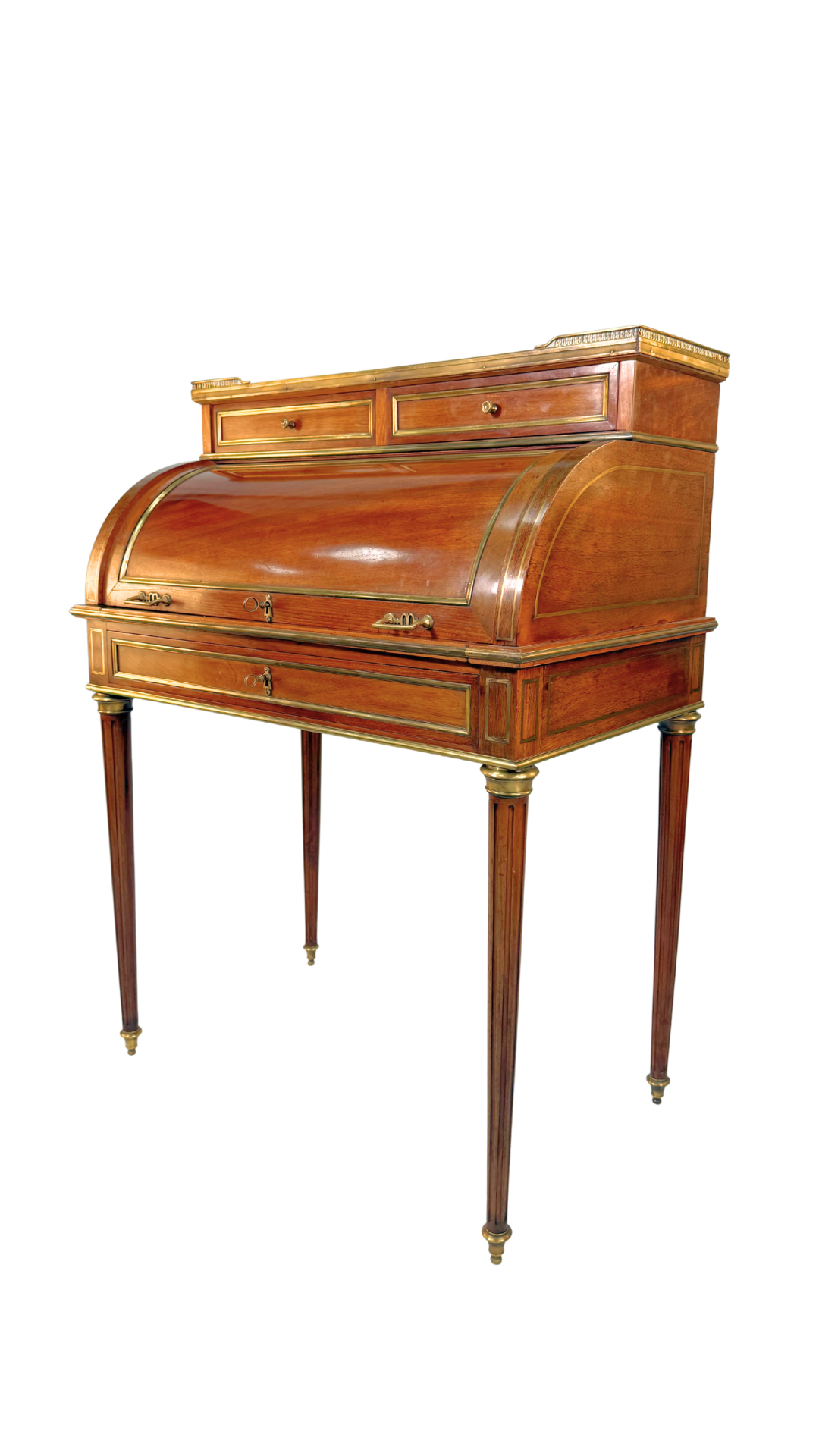 Louis XVI-Style Roll Top Desk with Marble Top