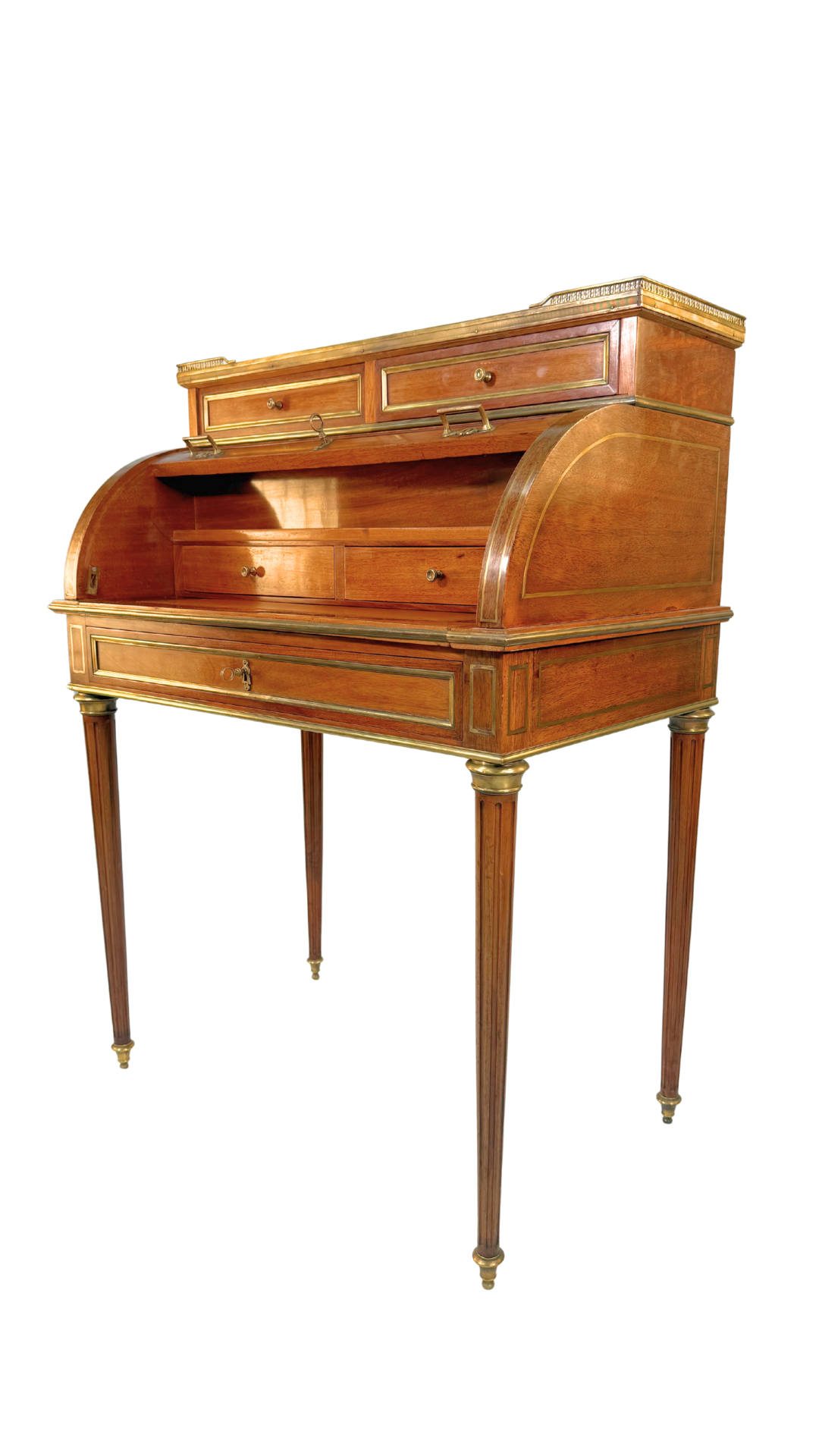 Louis XVI-Style Roll Top Desk with Marble Top
