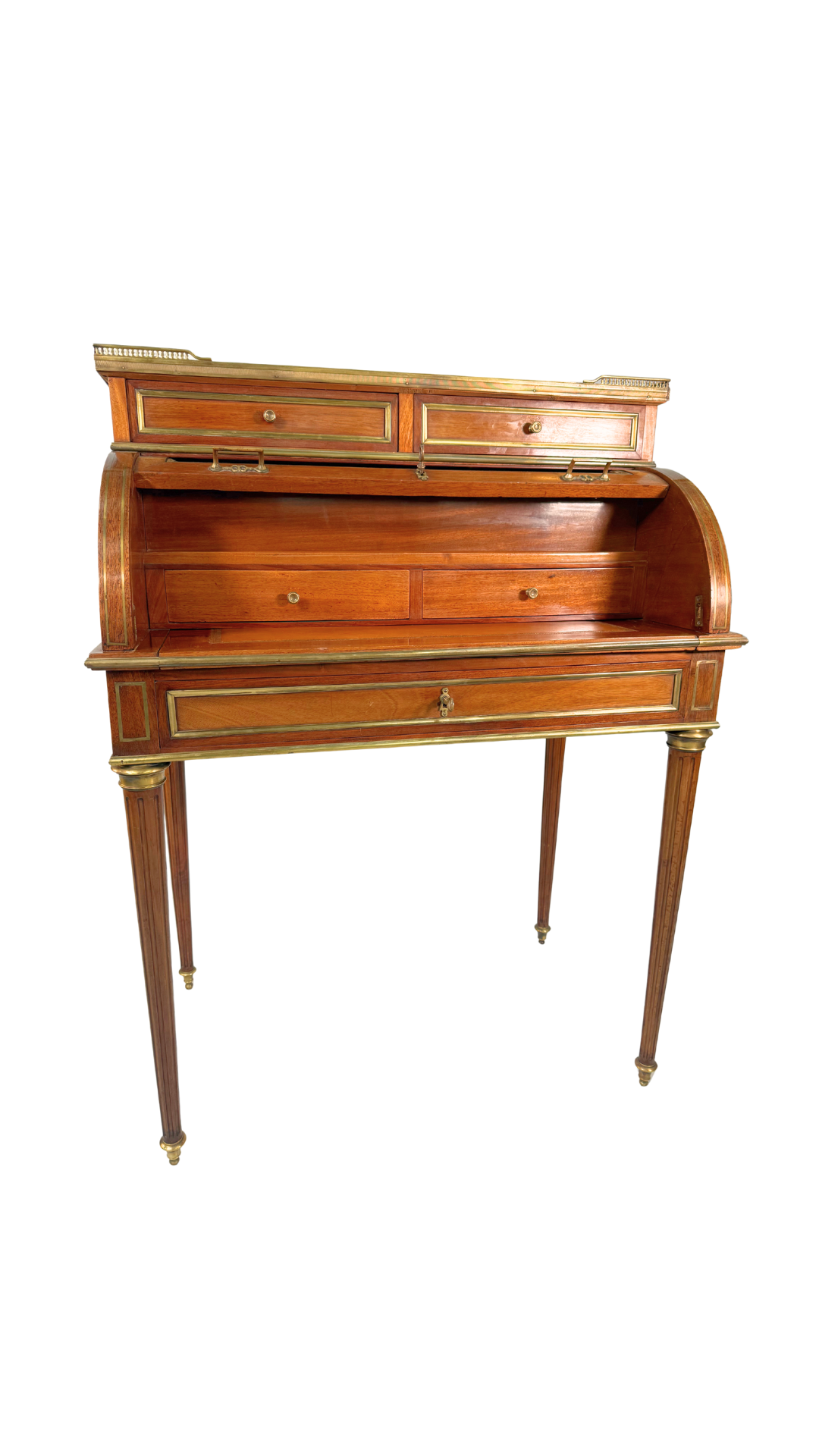 Louis XVI-Style Roll Top Desk with Marble Top