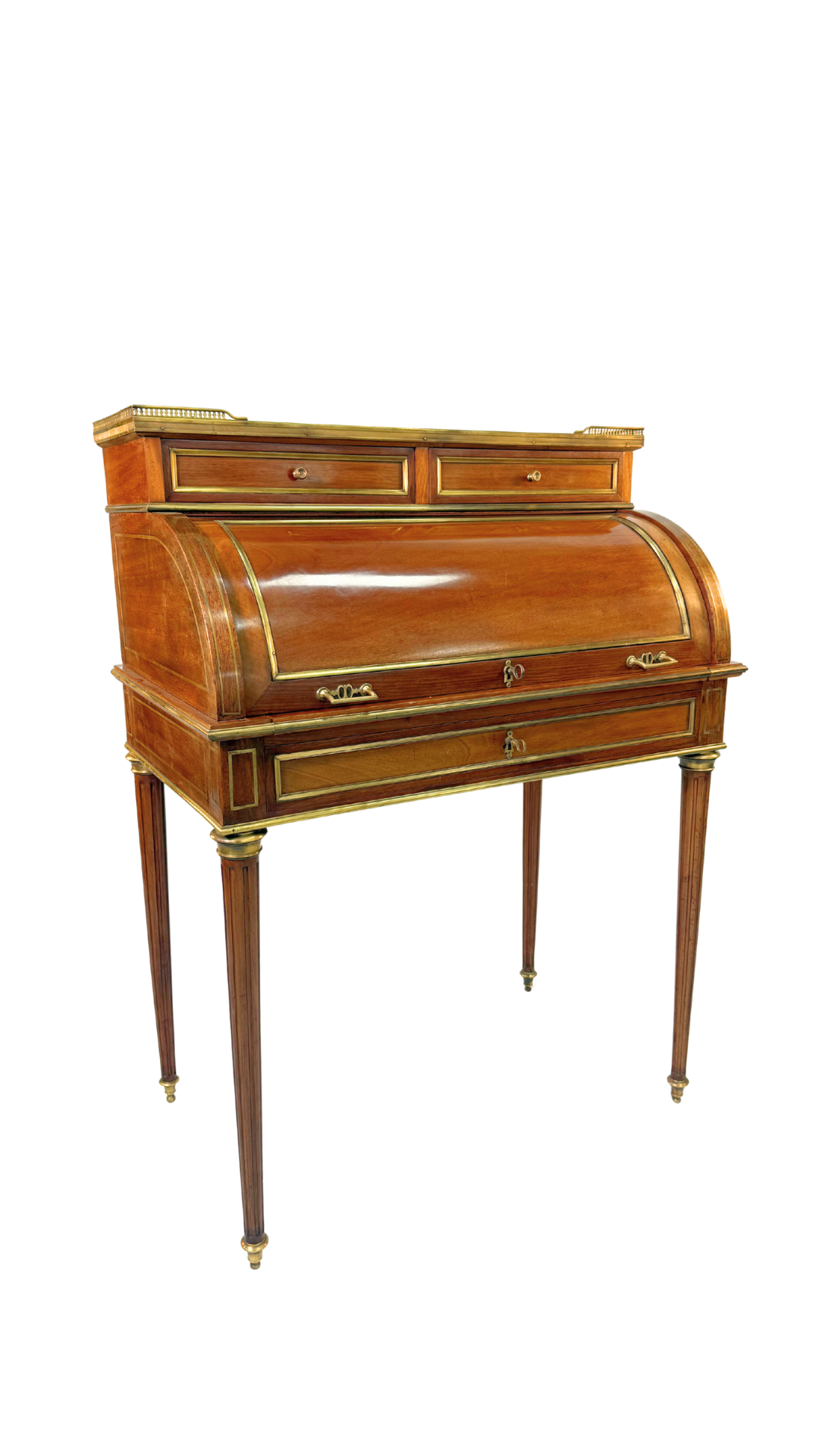 Louis XVI-Style Roll Top Desk with Marble Top