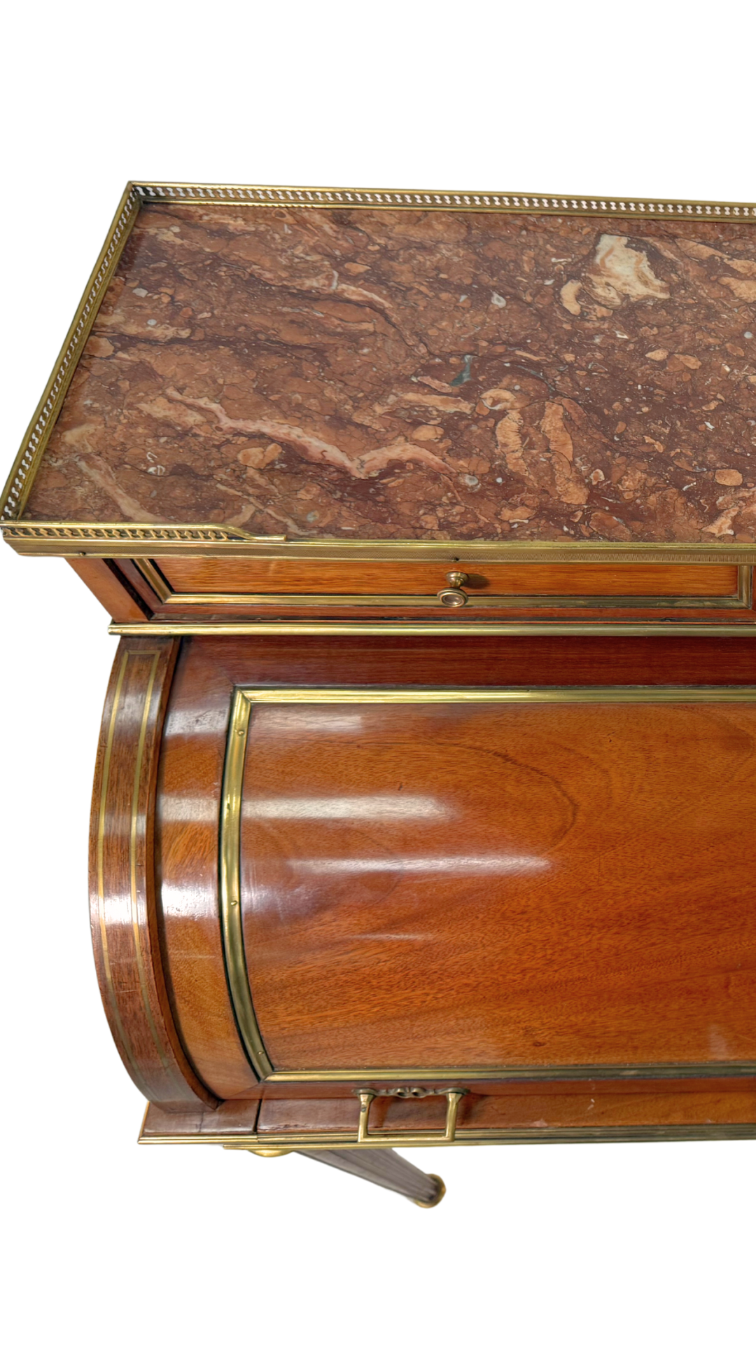 Louis XVI-Style Roll Top Desk with Marble Top