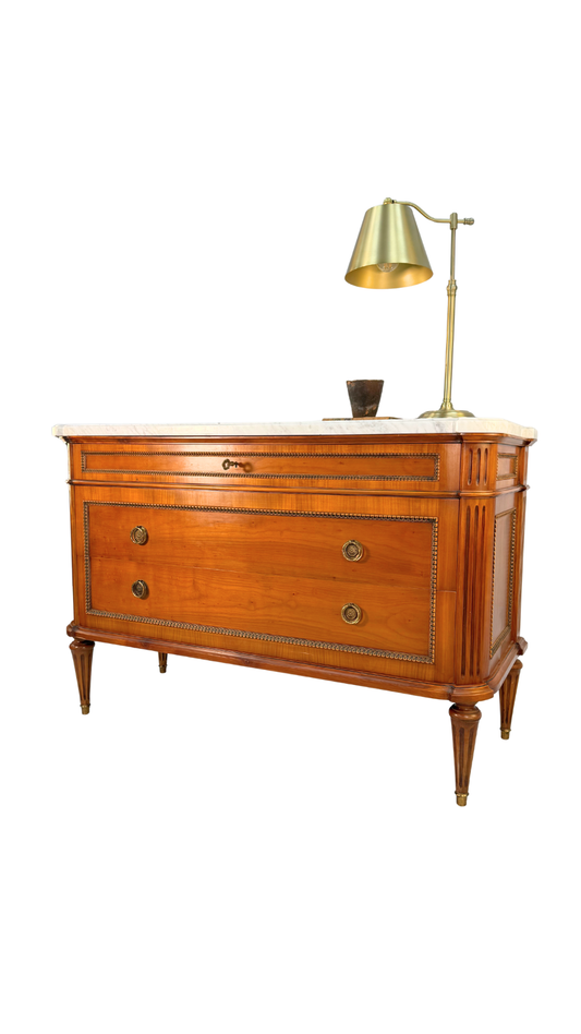French Louis XVI–Style Vintage Cherry Veneer Commode