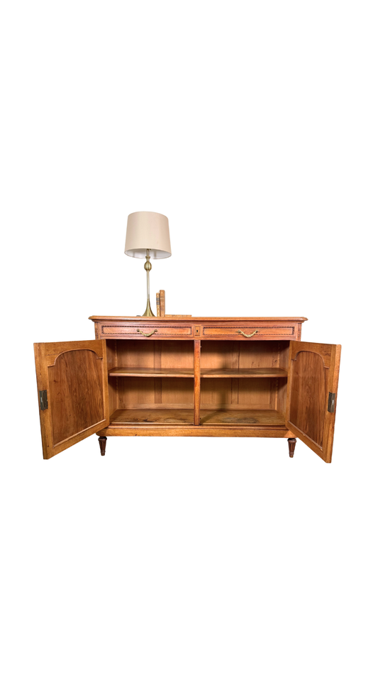 French Walnut Buffet with Carved Garland Doors