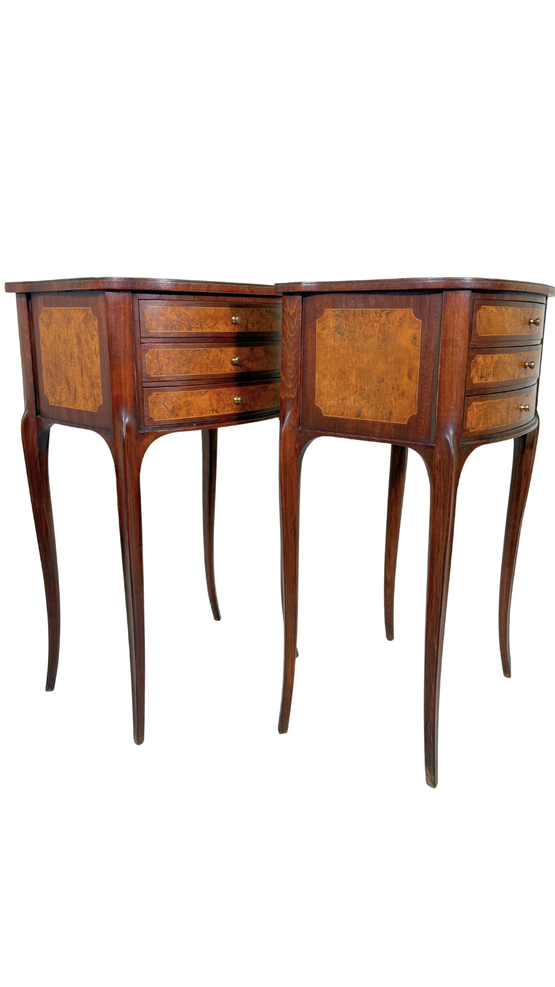 Louis XV–Style Nightstands with Burl Veneer Panels