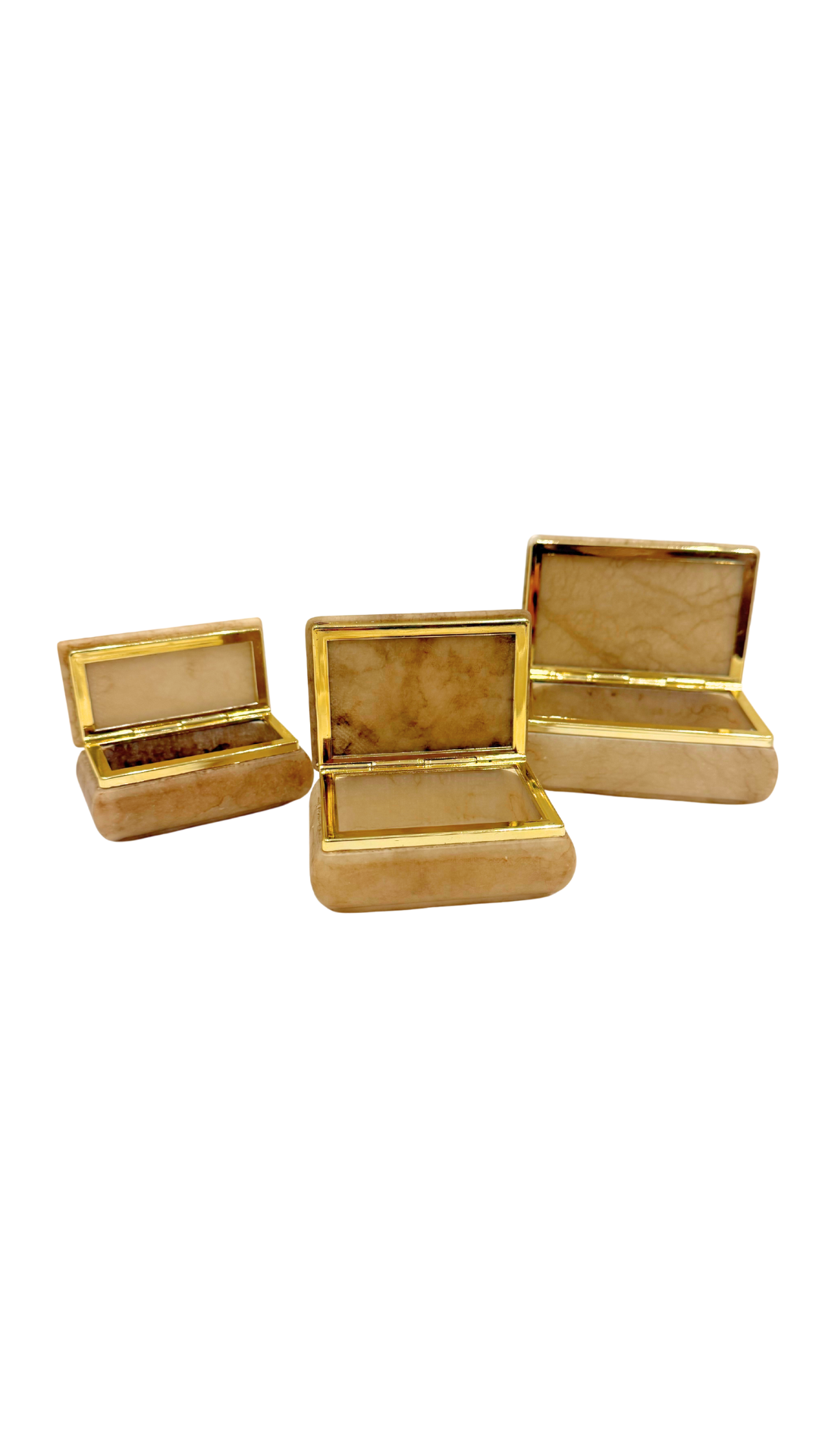 Set of Three Alabaster Boxes