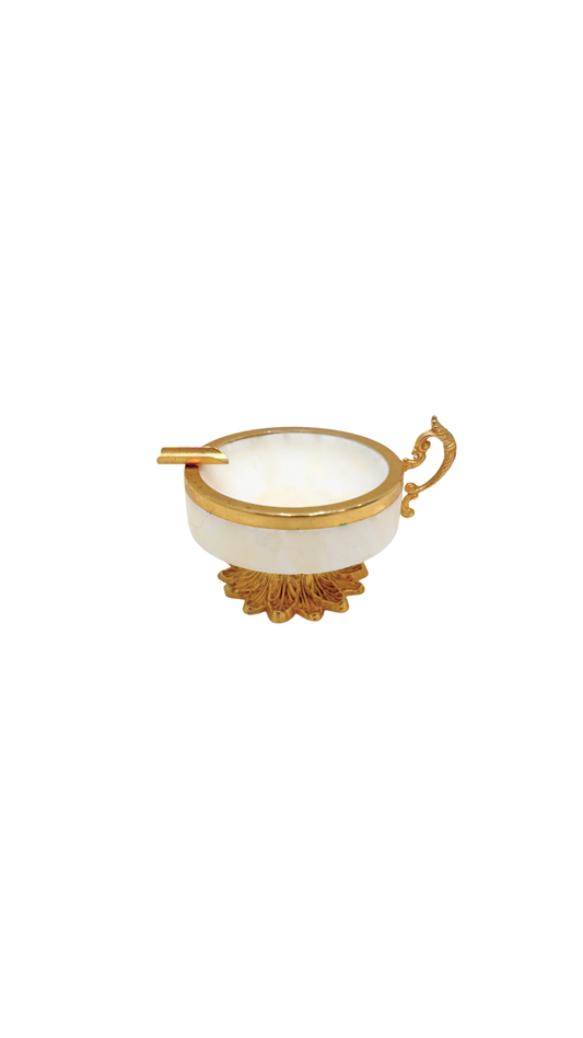 Alabaster & Gilt Bronze Ashtray