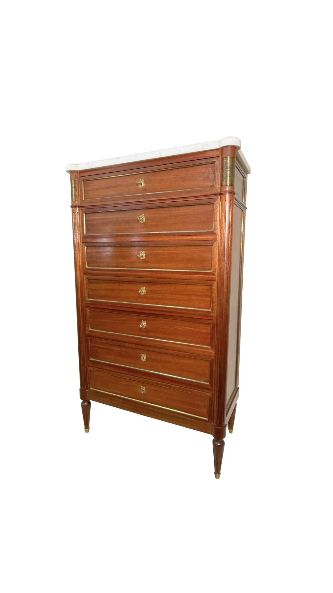 French Louis XVI Style Marble-Top Semainier Chest