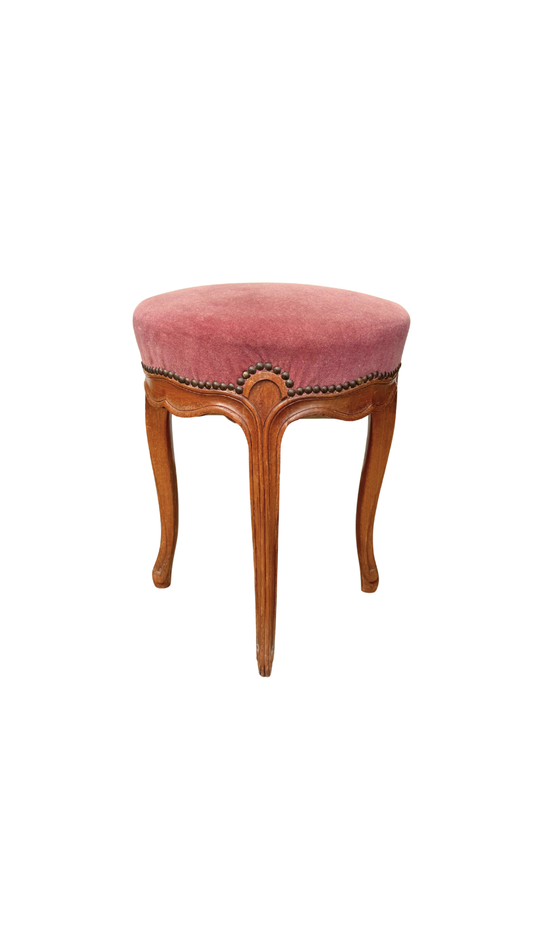 French Louis XV–Style Upholstered Vanity Stool