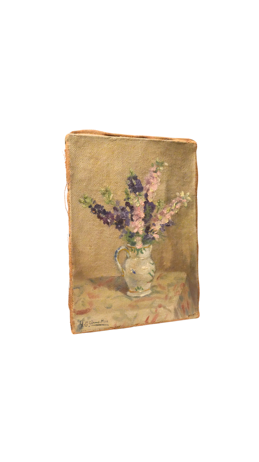 Signed French Floral Still Life on Linen