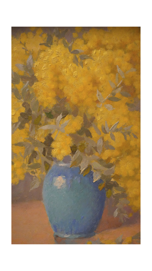 French Mimosa Still Life Painting