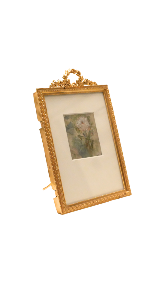 French Gilt Bronze Frame with Miniature Floral Painting