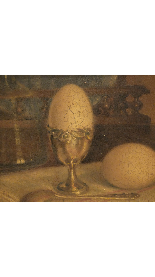 French Still Life Painting with Eggs, Signed Gaston Sellier