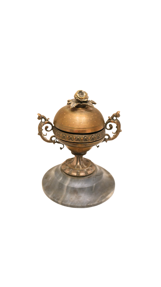 French Bronze Table Bell with Marble Base
