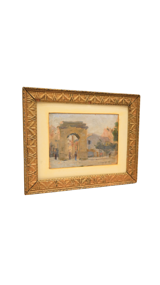 Signed French Oil Painting by Georges-Edmond Dargouge in Gilt Frame